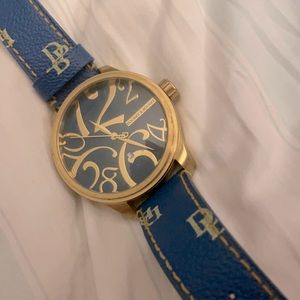 Dooney and Bourke watch, vintage blue and gold